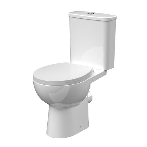 Nuie Fay rimless close coupled toilet with cistern and soft close seat in white