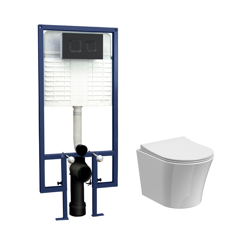 Nuie Fenton 5-in-1 wall hung toilet pack with matt black flush button
