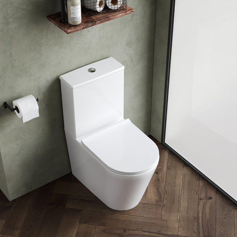 Nuie Fenton close coupled toilet lifestyle view with matching basin