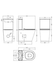 Nuie Fenton close coupled toilet line drawing with dimensions