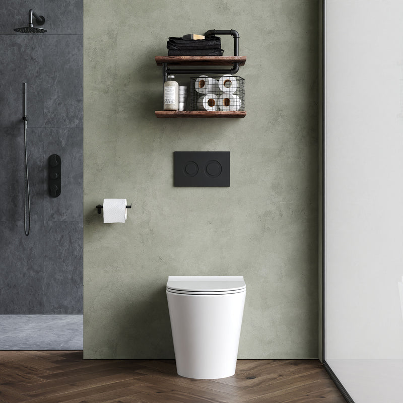 Nuie Fenton rimless back to wall toilet pan in a contemporary bathroom