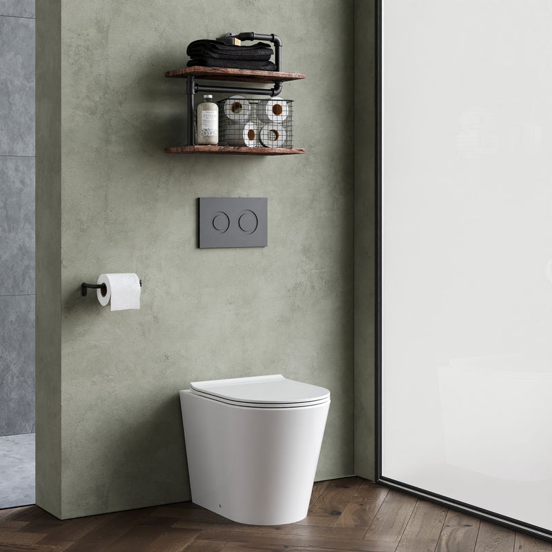 Nuie Fenton rimless back to wall toilet pan fitted with furniture