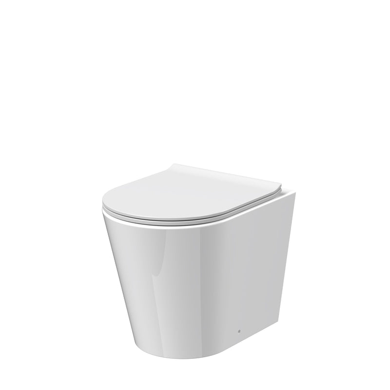 Nuie Fenton rimless back to wall toilet pan with soft close seat in white