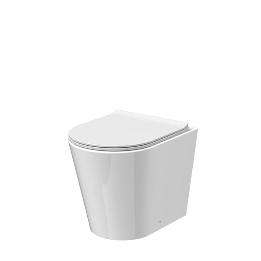 Nuie Fenton rimless back to wall toilet pan with soft close seat in white