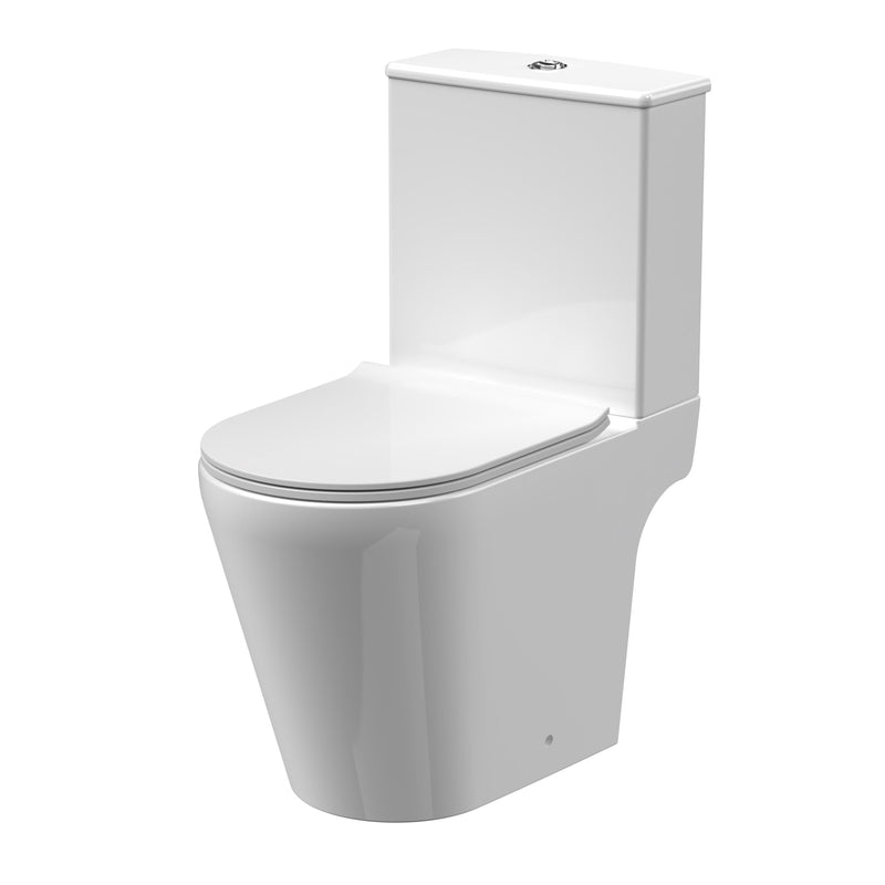 Nuie Fenton rimless close coupled toilet with cistern and soft close seat in white