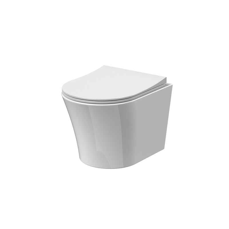 Nuie Fenton rimless wall hung toilet pan with soft close seat in white