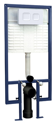 Nuie Fenton wall hung pan with full height wall frame and matt white square flush plate