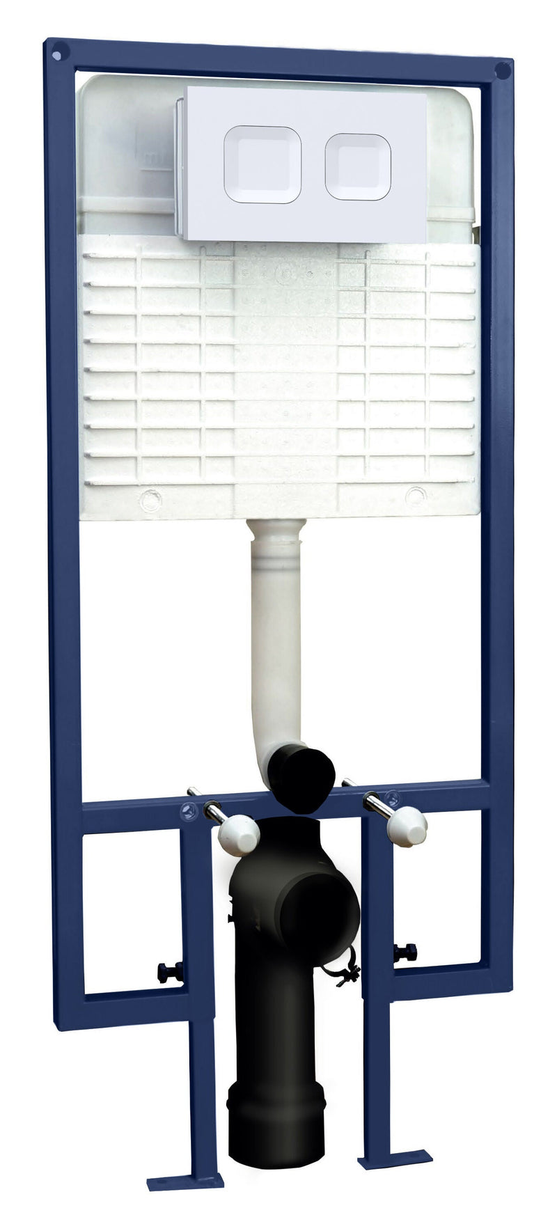 Nuie Fenton wall hung pan with full height wall frame and matt white square flush plate