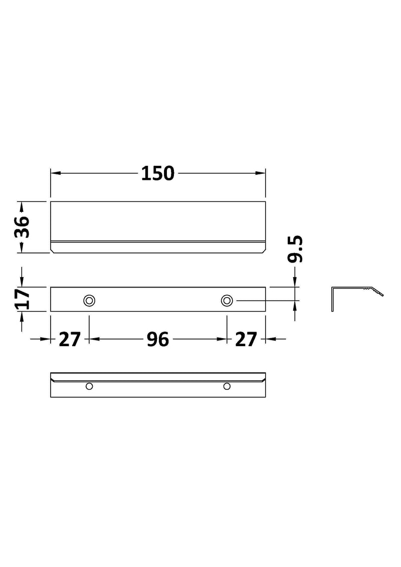Nuie Finger Pull Furniture Handles (All Sizes) line drawing