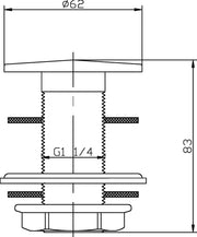 Nuie Flip Basin Waste Chrome (ER02) line drawing