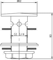 Nuie Flip Basin Waste Chrome (ER03) line drawing