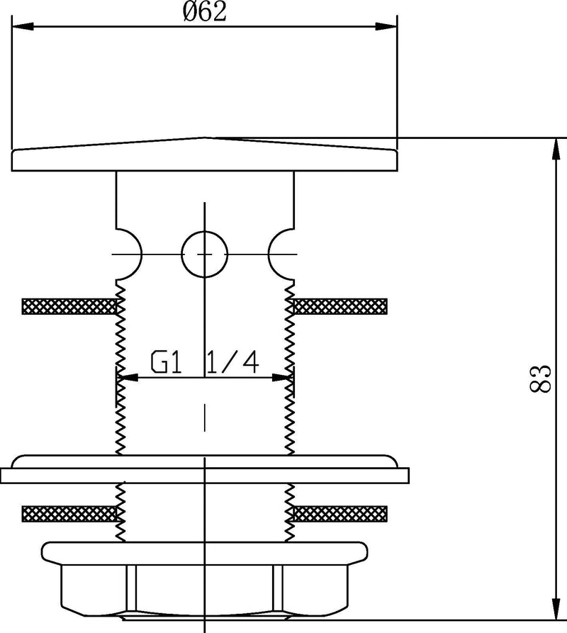 Nuie Flip Basin Waste Chrome (ER03) line drawing