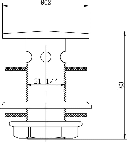 Nuie Flip Basin Waste Chrome (ER03) line drawing