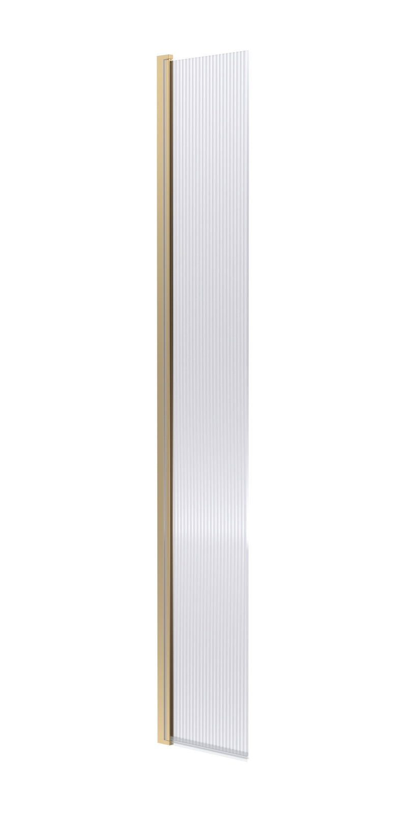 Nuie Fluted 300mm Return Screen 1850mm - Brushed Brass Hinged Flipper