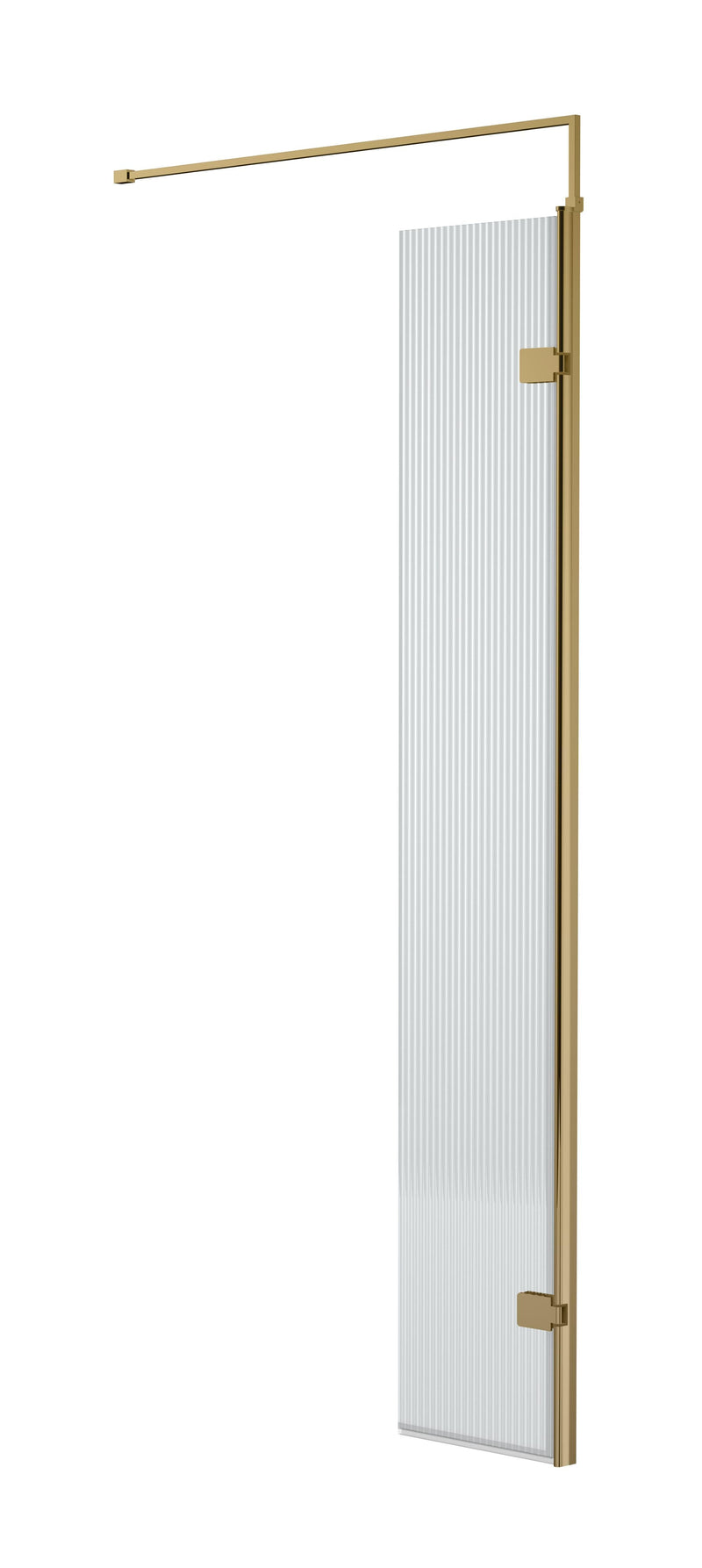 Nuie Fluted 300mm Return Screen 1850mm - Brushed Brass With Support Bar