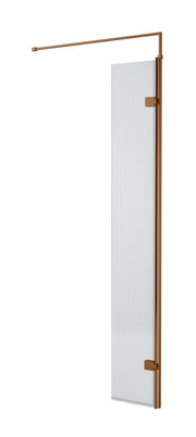 Nuie Fluted 300mm Return Screen 1850mm - Brushed Bronze Hinged Flipper