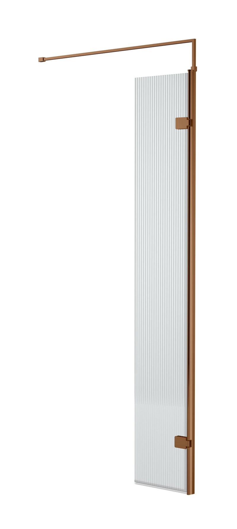 Nuie Fluted 300mm Return Screen 1850mm - Brushed Bronze Hinged Flipper