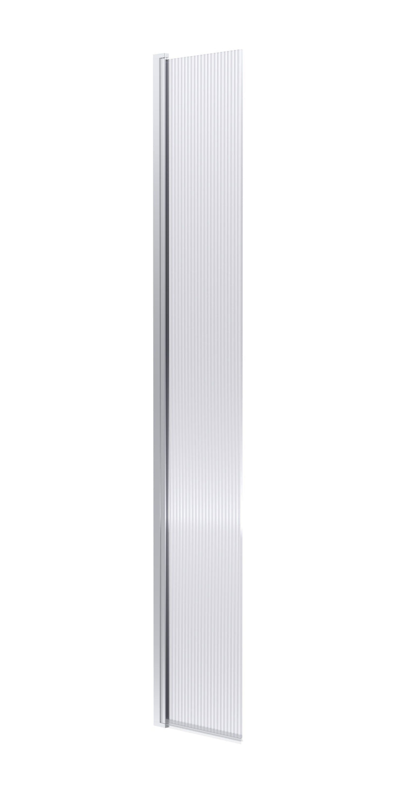 Nuie Fluted 300mm Return Screen 1850mm - Chrome Hinged Flipper
