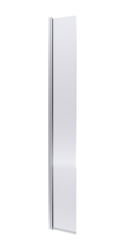 Nuie Fluted 300mm Return Screen 1850mm - Chrome Hinged Flipper