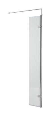 Nuie Fluted 300mm Return Screen 1850mm - Chrome With Support Bar