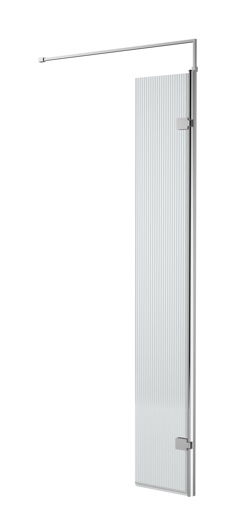 Nuie Fluted 300mm Return Screen 1850mm - Chrome With Support Bar