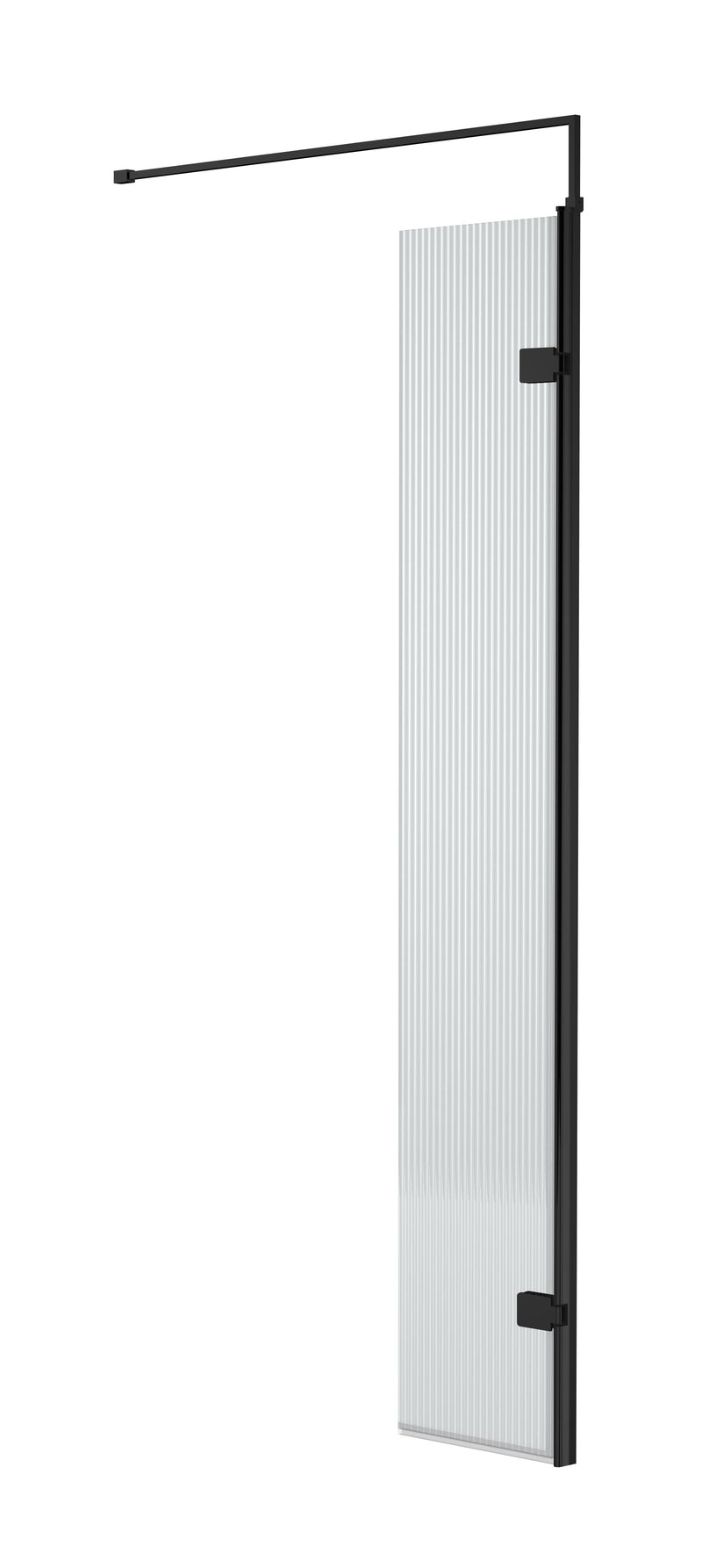 Nuie Fluted 300mm Return Screen 1850mm - Matt Black With Support Bar