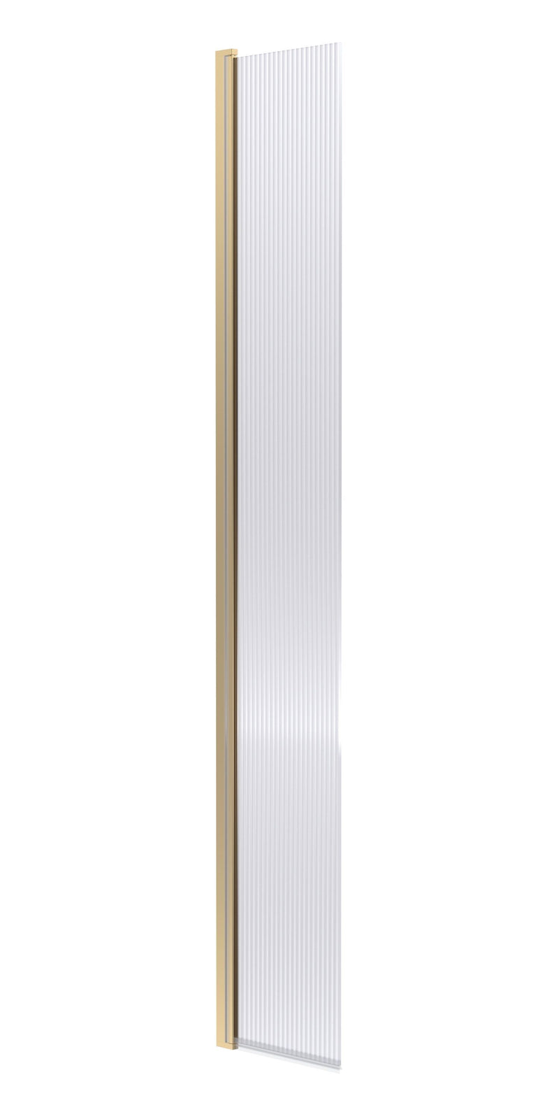 Nuie Fluted 300mm Return Screen 1950mm - Brushed Brass Hinged Flipper