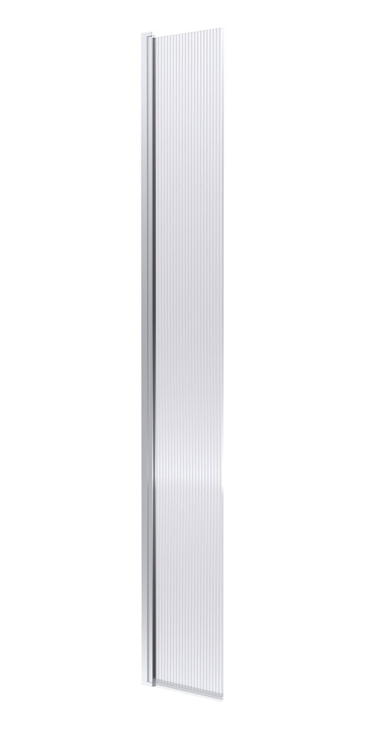 Nuie Fluted 300mm Return Screen 1950mm - Chrome With Support Bar