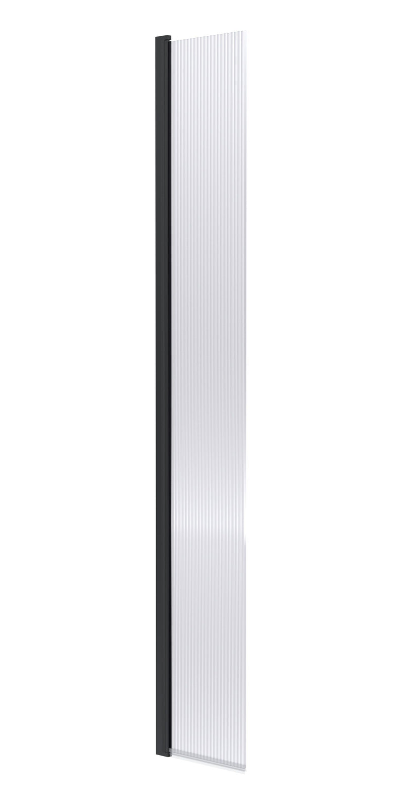 Nuie Fluted 300mm Return Screen 1950mm - Matt Black Hinged Flipper