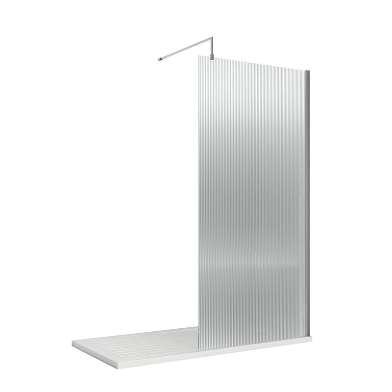 Nuie Fluted Chrome Wetroom Screen - 800mm