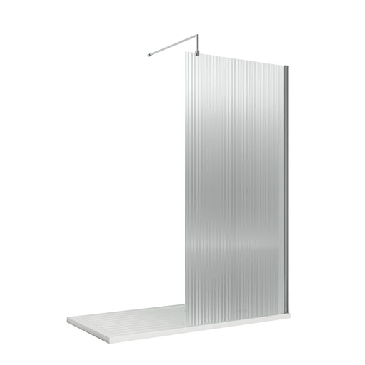 Nuie Fluted Chrome Wetroom Screen - 900mm