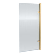 Nuie Fluted Hinged Bath Screen - Brushed Brass