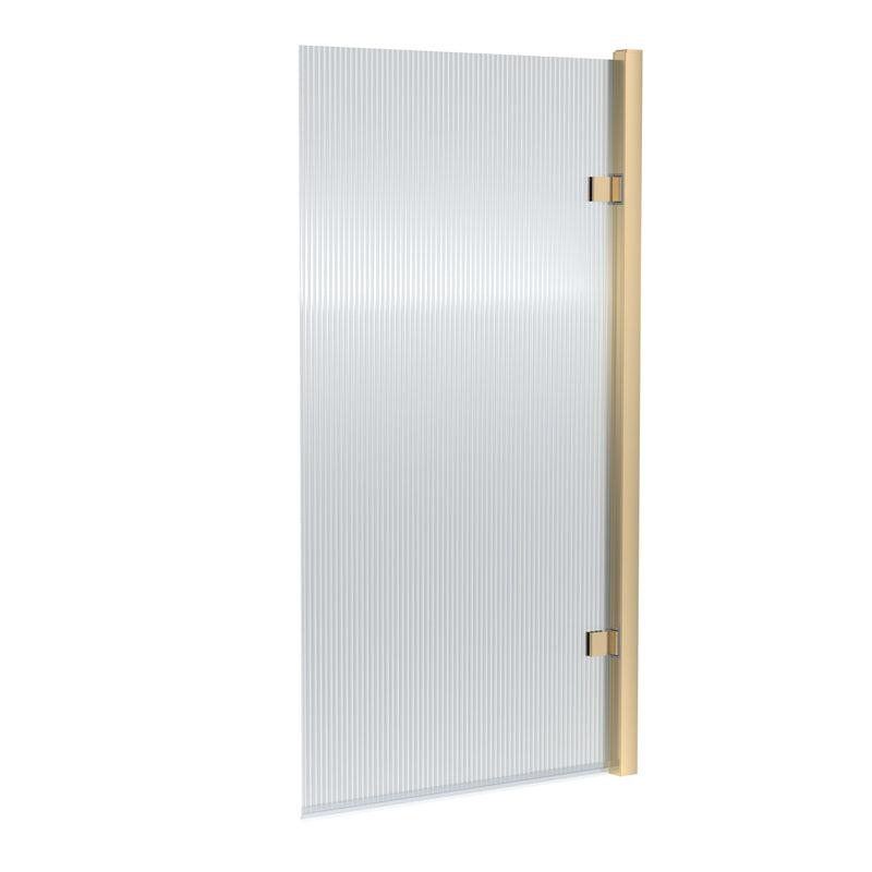 Nuie Fluted Hinged Bath Screen - Brushed Brass