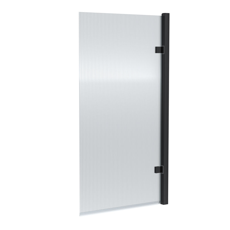 Nuie Fluted Hinged Bath Screen - Matt Black