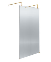 Nuie Fluted Wetroom Screen with Support Arms 2091mm (All Sizes) in 1000mm Brushed Brass (NWAF1910BB)