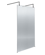 Nuie Fluted Wetroom Screen with Support Arms 2091mm (All Sizes) in 1000mm Matt Black (NWAF1910BP)