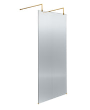 Nuie Fluted Wetroom Screen with Support Arms 2091mm (All Sizes) in 760mm Brushed Brass (NWAF1980BB)