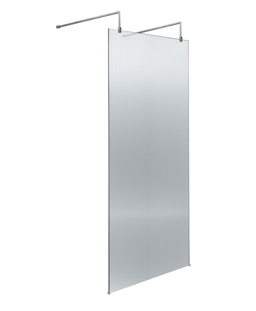 Nuie Fluted Wetroom Screen with Support Arms 2091mm (All Sizes) in 760mm Chrome (NWAF1980)
