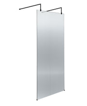 Nuie Fluted Wetroom Screen with Support Arms 2091mm (All Sizes) in 800mm Matt Black (NWAF1980BP)