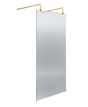 Nuie Fluted Wetroom Screen with Support Arms 2091mm (All Sizes) in 900mm Brushed Brass (NWAF1990BB)
