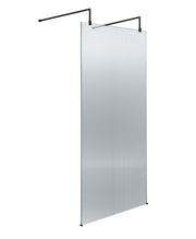 Nuie Fluted Wetroom Screen with Support Arms 2091mm (All Sizes) in 900mm Matt Black (NWAF1990BP)