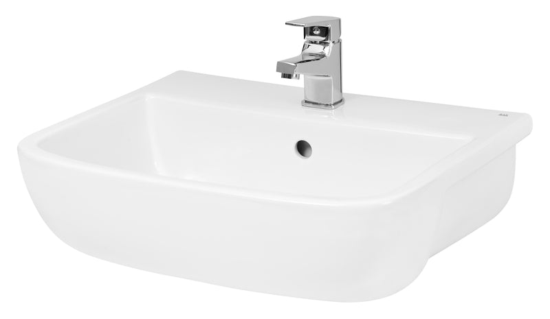 Nuie Fossil 500mm Ceramic Square Semi-Recessed Basin 1 Tap Hole (SRB003)