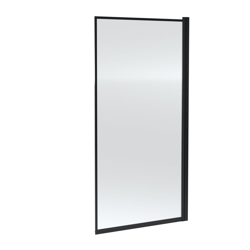 Nuie Framed Square Hinged Bath Screen 800mm Matt Black