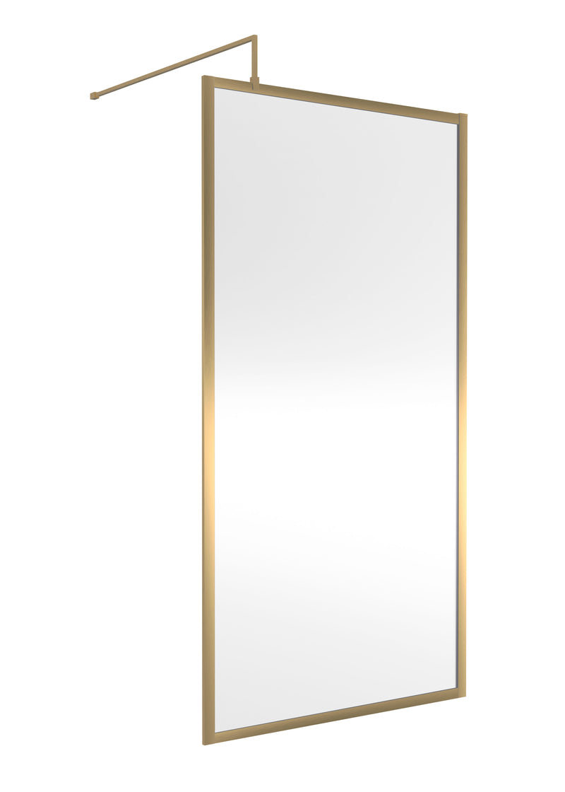 Nuie Framed Wetroom Screen 1850mm (All Sizes) in 1000mm Brushed Brass (WRFBB1810)