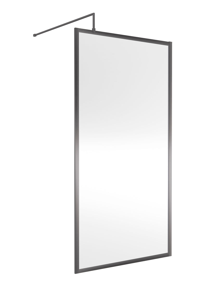 Nuie Framed Wetroom Screen 1850mm (All Sizes) in 1000mm Brushed Pewter (WRFGM1810)