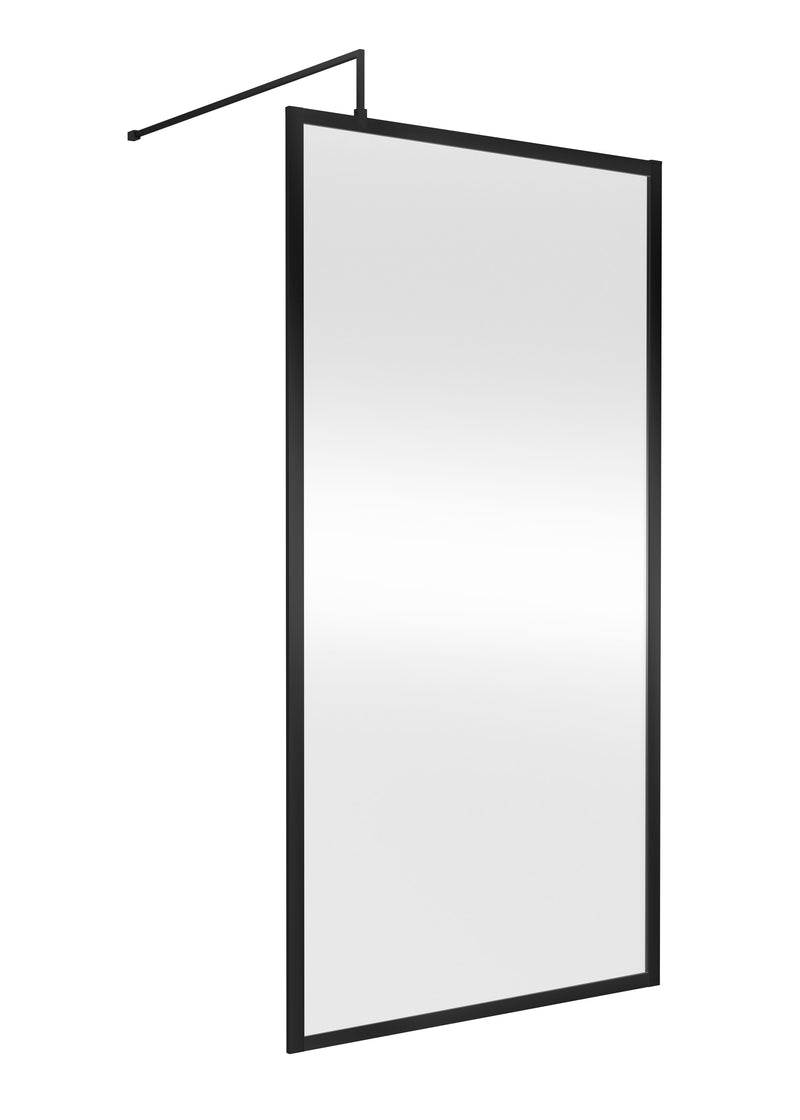 Nuie Framed Wetroom Screen 1850mm (All Sizes) in 1000mm Matt Black (WRFBP1810)