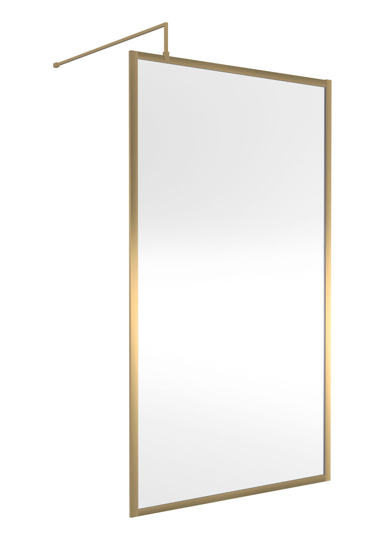 Nuie Framed Wetroom Screen 1850mm (All Sizes) in 1100mm Brushed Brass (WRFBB1811)