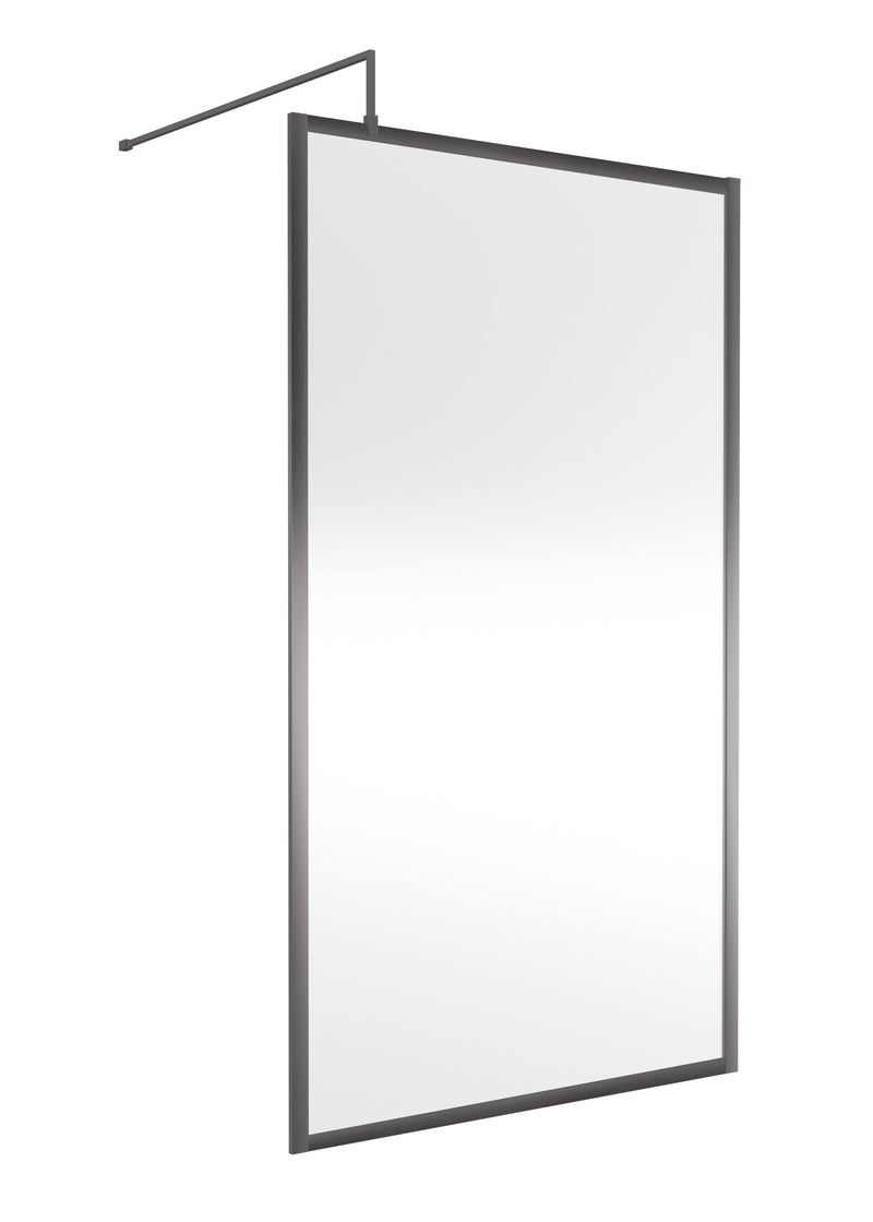 Nuie Framed Wetroom Screen 1850mm (All Sizes) in 1100mm Brushed Pewter (WRFGM1811)