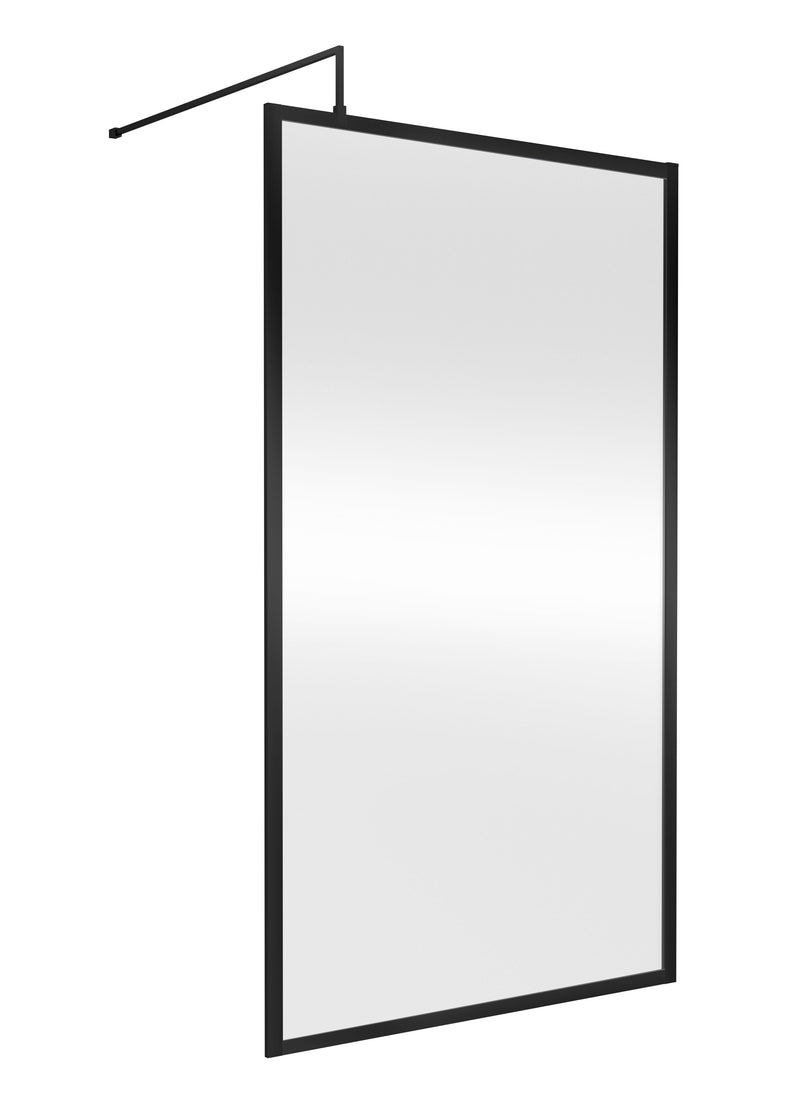Nuie Framed Wetroom Screen 1850mm (All Sizes) in 1100mm Matt Black (WRFBP1811)