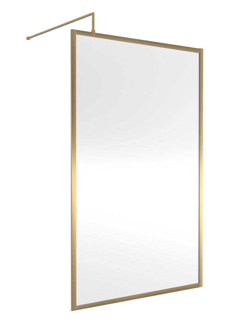 Nuie Framed Wetroom Screen 1850mm (All Sizes) in 1200mm Brushed Brass (WRFBB1812)